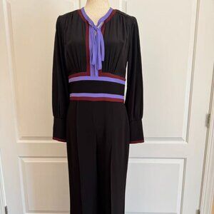 Diane Von Furstenberg Black Long sleeves Jumpsuit, Sz 6